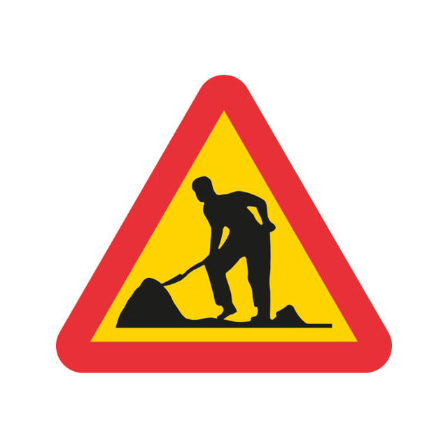 Varning A20 S FL HR plast inkl. variofäste Varning för vägarbete