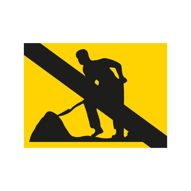 Varning A21 N HR plast 600x600mmA21, Slut på sträcka med vägarbete, normalstor