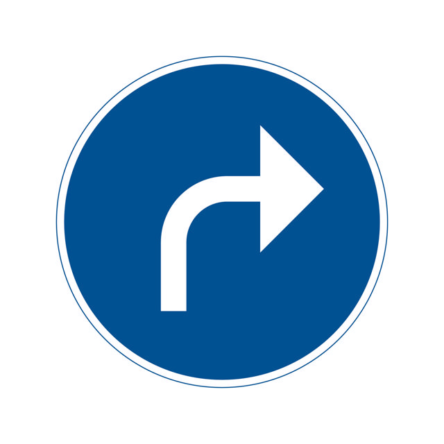 Påbud D1-5 Påbjuden körriktning högersväng