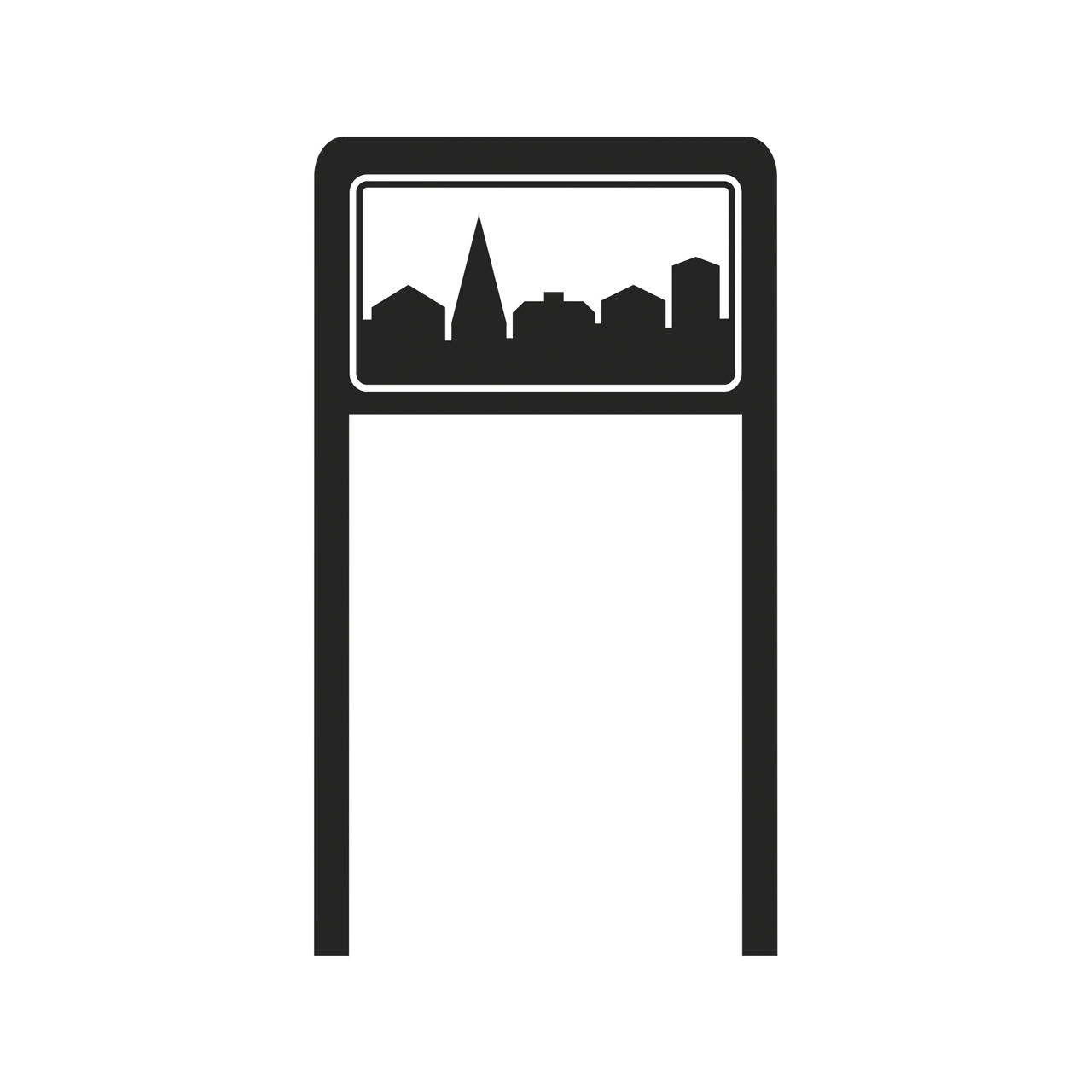 Anvisning E5 i båge, enkelsidig utan ortsnamn H=1875mm