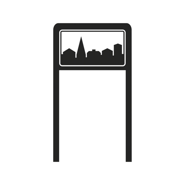 Anvisning E5 i båge enkelsidig utan ortsnamn H=2100mm