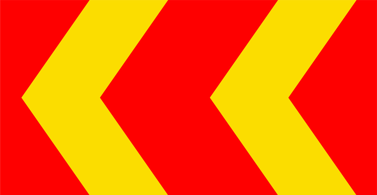 Markeringspil X1 röd/gul FL HR 1200x600mm